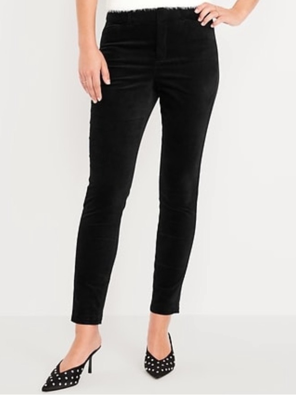 High Waisted Pixie Skinny Black Ankle Slim Velvet Ankle Pants